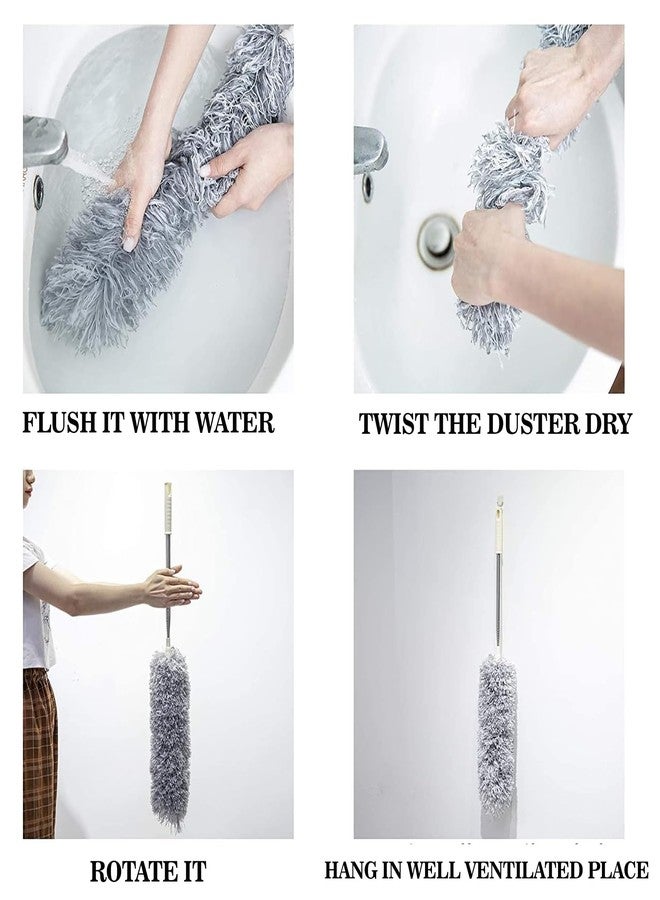 الكبريت منفضة غبار السقف من الألياف الدقيقة ذات المقبض الطويل من سلفار، مزودة بعصا قابلة للتمديد من 30 إلى 100 بوصة وفرشاة رأس مرنة مضادة للخدش لتنظيف خيوط العنكبوت العالية وعصي مراوح السقف العالية. - Image 5